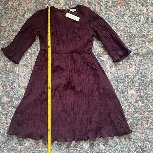 Roolee mom nursing friendly 100% linen dress women’s size Small deep purple plum - Picture 2 of 9